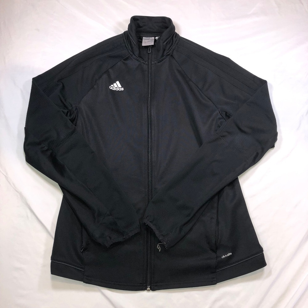 Adidas Womens Climalite Full Zip Track Jacket Black Large RN 88387 CA 40312